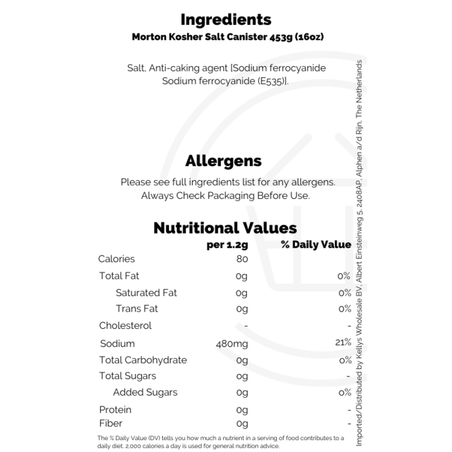 Morton Kosher Salt Canister 453g (16oz)