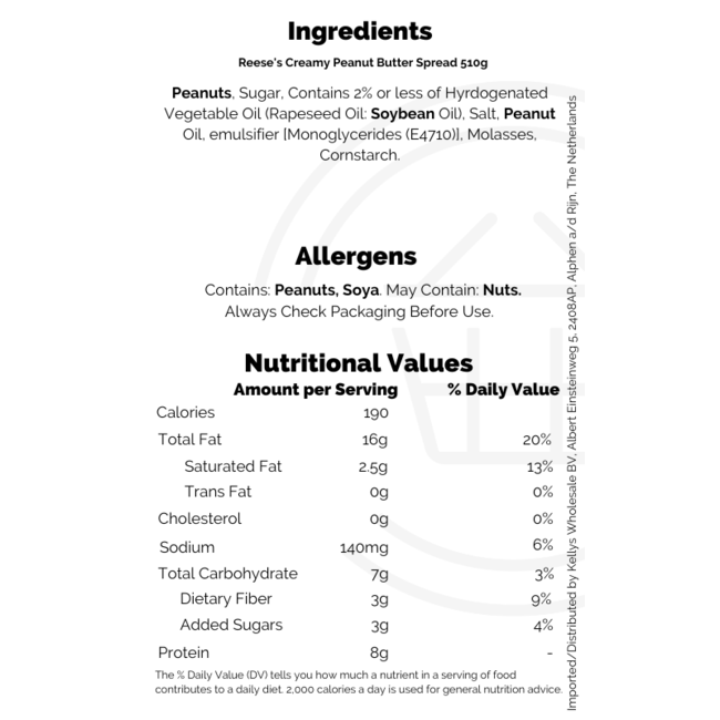 Reese's Creamy Peanut Butter Spread 510g |