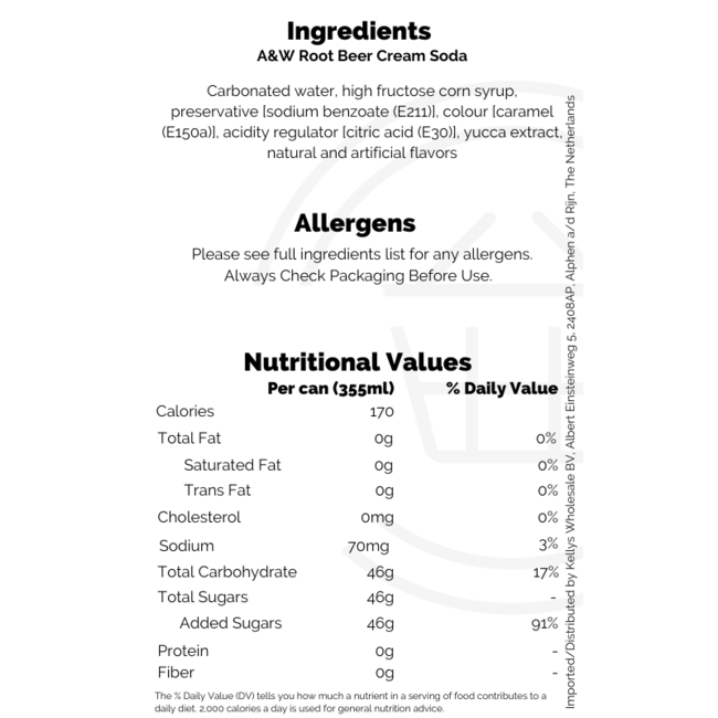 A&W Cream Soda 355ml