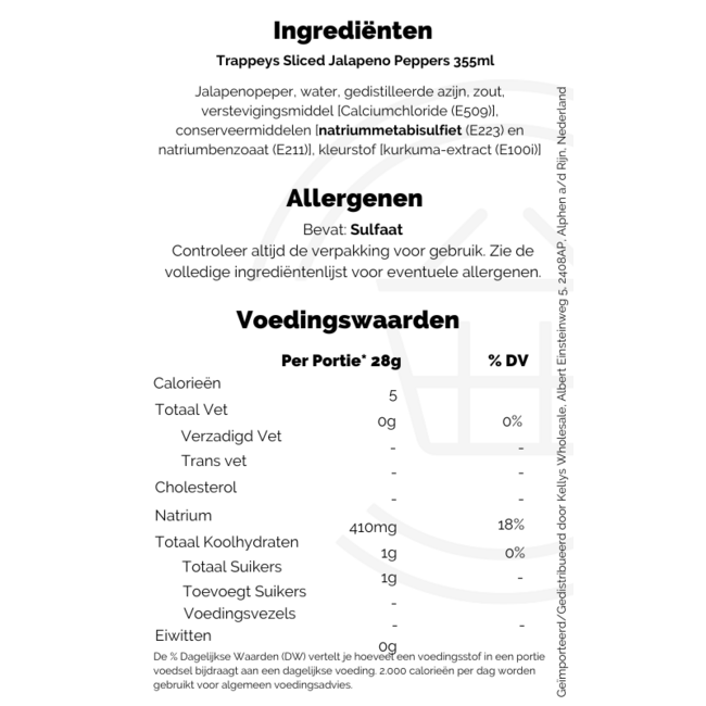 Trappeys Trappeys Sliced Jalapeno Peppers 355ml