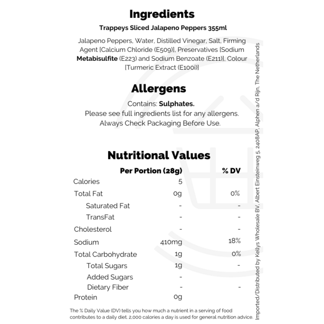 Trappeys Trappeys Sliced Jalapeno Peppers 355ml