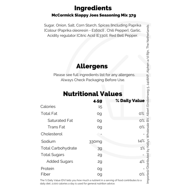 McCormick Sloppy Joes Seasoning Mix 37g