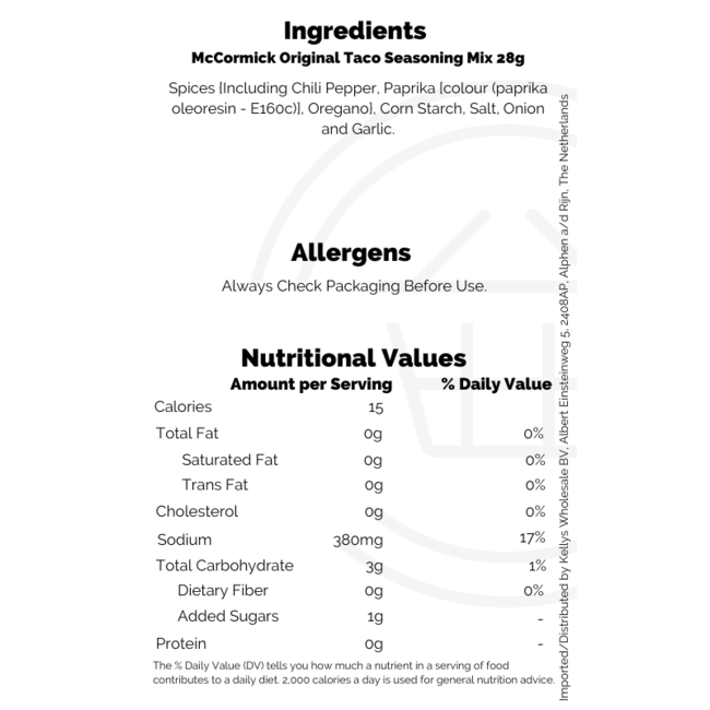 McCormick Original Taco Seasoning Mix 28g