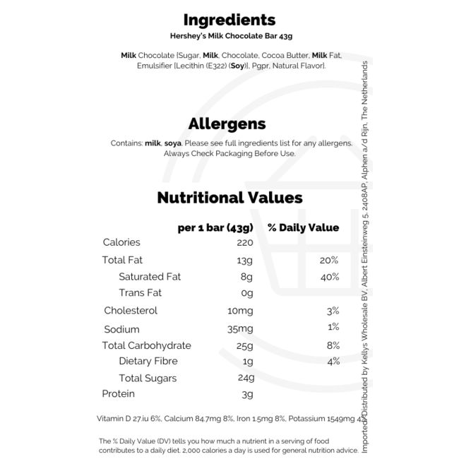 Hershey's Milk Chocolate Bar 43g