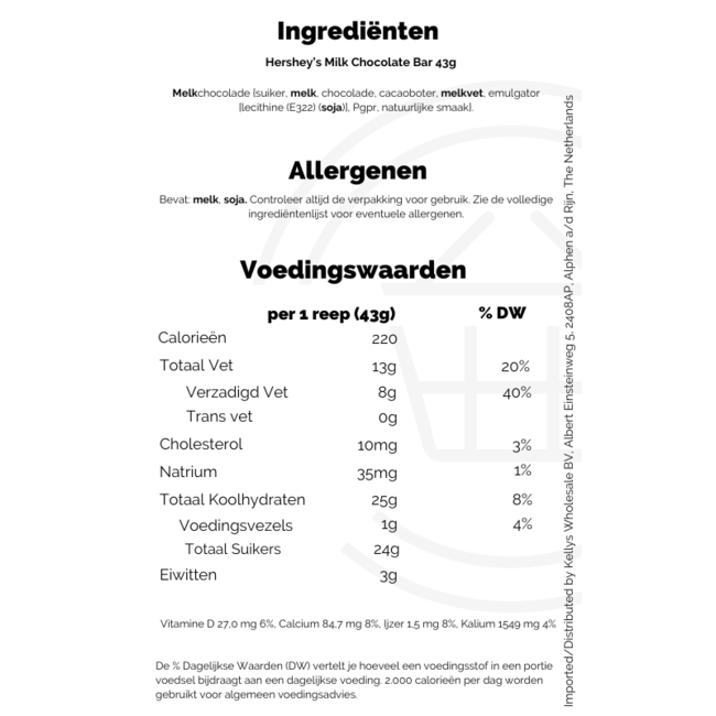 Hershey's Milk Chocolate Bar 43g