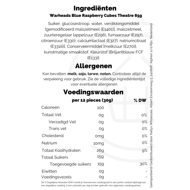 Warheads Blue Raspberry Cubes Theatre 85g