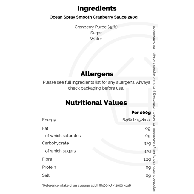 Ocean Spray Smooth Cranberry Sauce 200g