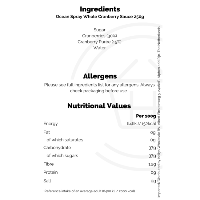 Ocean Spray Whole Cranberry Sauce 200g