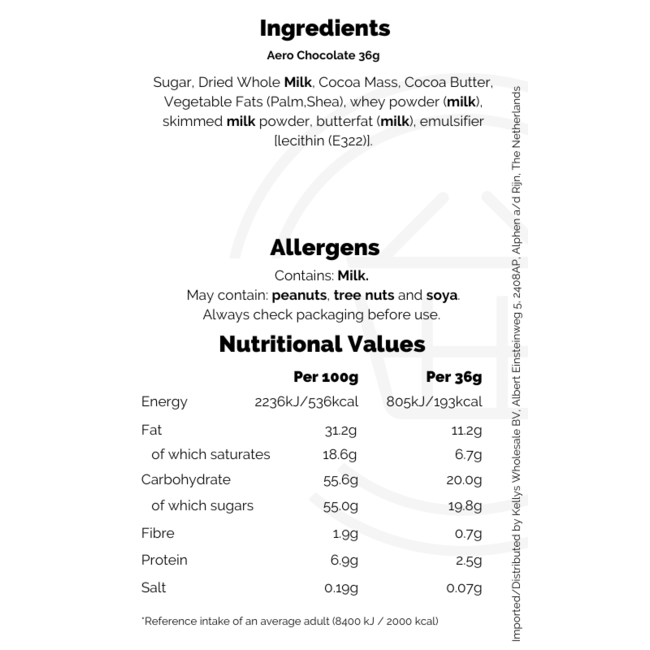 Nestle Aero Milk Chocolate 36g