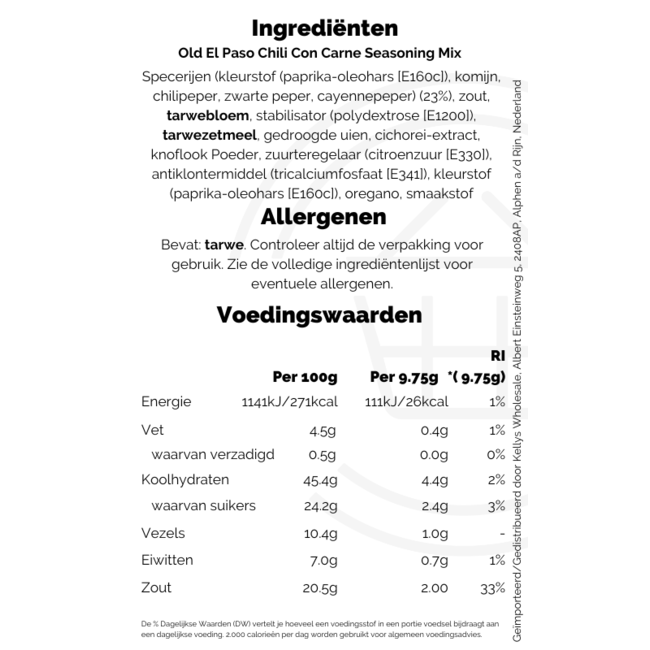 Old El Paso Chili Con Carne Seasoning Mix 39g