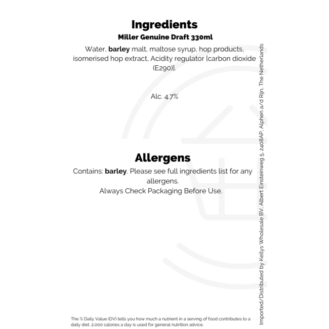 Miller Miller Genuine Draft 330ml