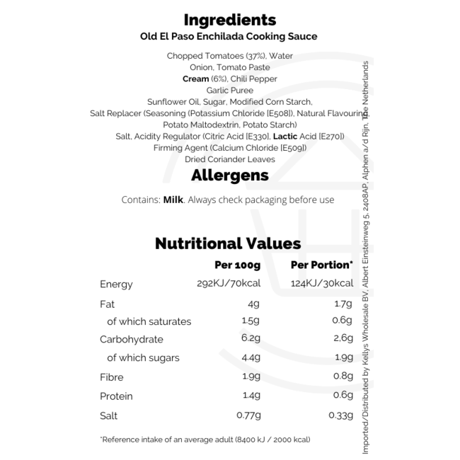 Old El Paso Enchilada Cooking Sauce 340g – Sauce & Würzmittel