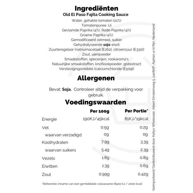Old El Paso Fajita Cooking Sauce 395g
