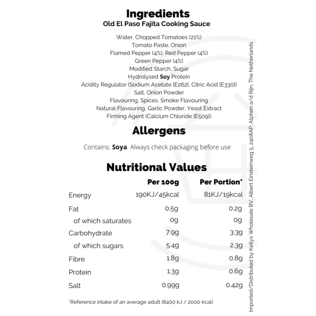 Old El Paso Fajita Cooking Sauce 395g