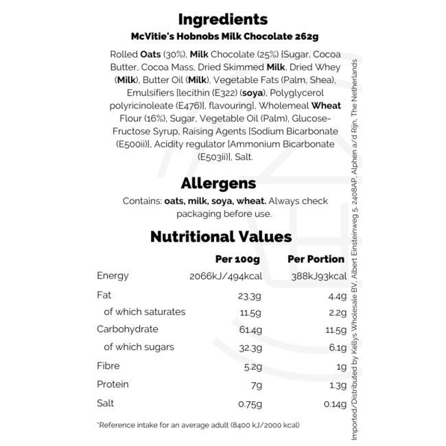 McVitie's Hobnobs Milk Chocolate 262g
