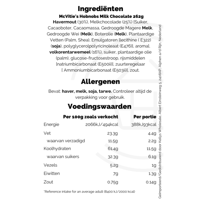 McVitie's Hobnobs Milk Chocolate 262g