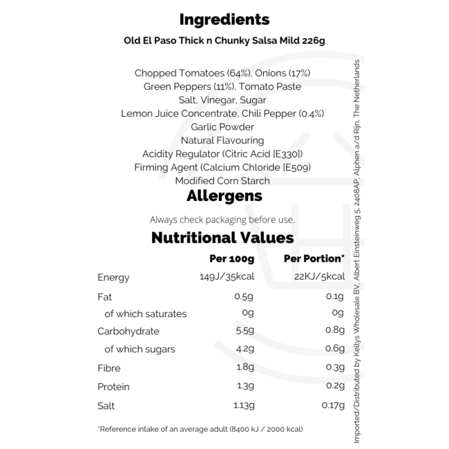 Old El Paso Thick n Chunky Salsa Mild 226g