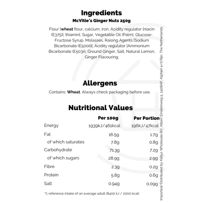 McVitie's Ginger Nuts 250g – Kekse