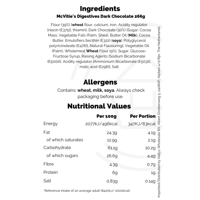 McVitie's Digestives Dark Chocolate 266g – Kekse MHD: 24-10-2026