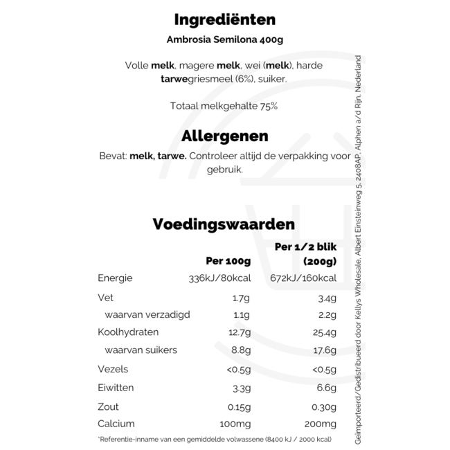 Ambrosia Semolina 400g