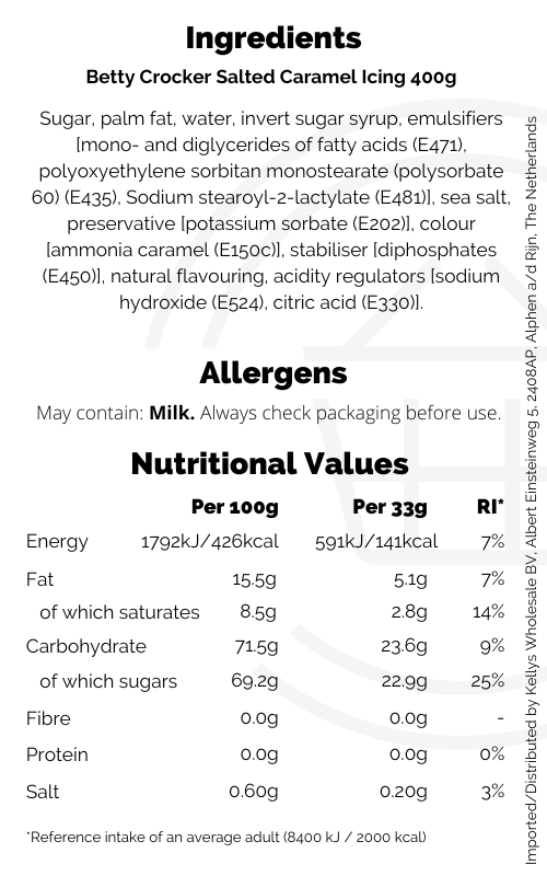 Betty Crocker Salted Caramel Icing 400g Kellys Expat Shopping