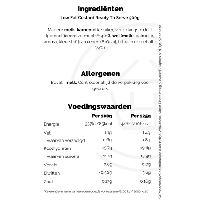 Bird's Low Fat Custard Ready To Serve 500 g BBD: 31-10-2026