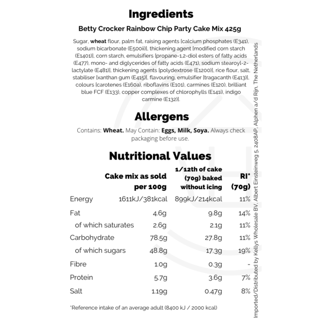 Betty Crocker Rainbow Chip Cake Mix 425g