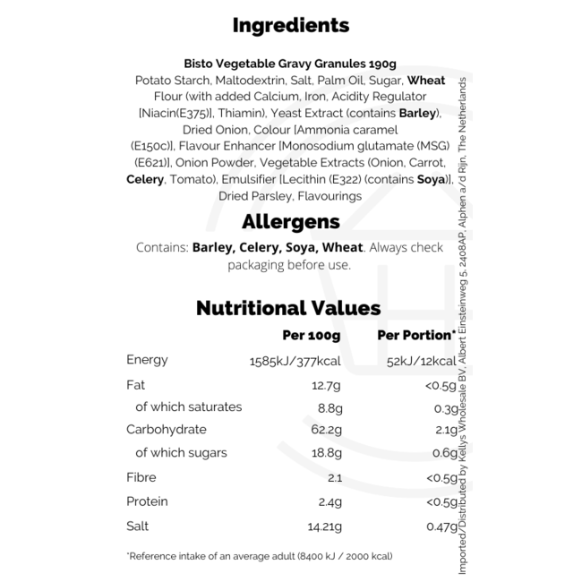 Bisto Vegetable Gravy Granules 190g