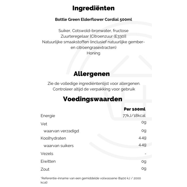 Bottle Green Elderflower Cordial 500ml – Getränkekonzentrat
