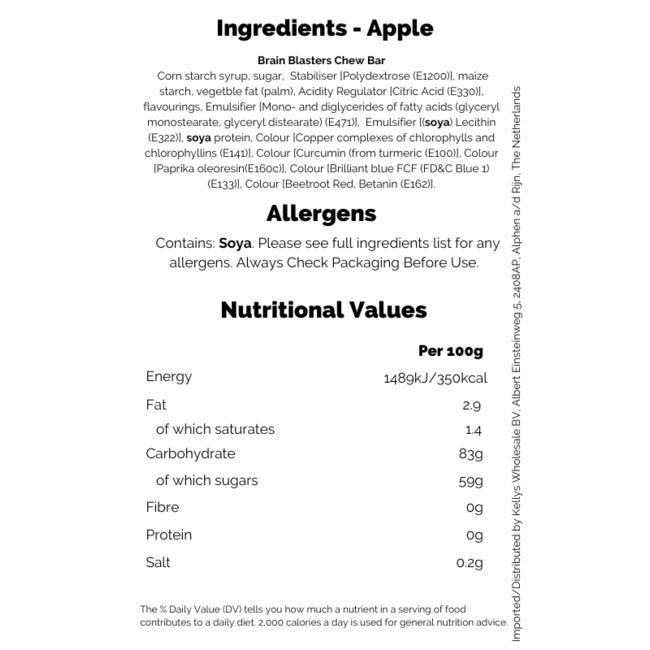 Brain Blasterz Bitz Chew Bar Assorted 20g