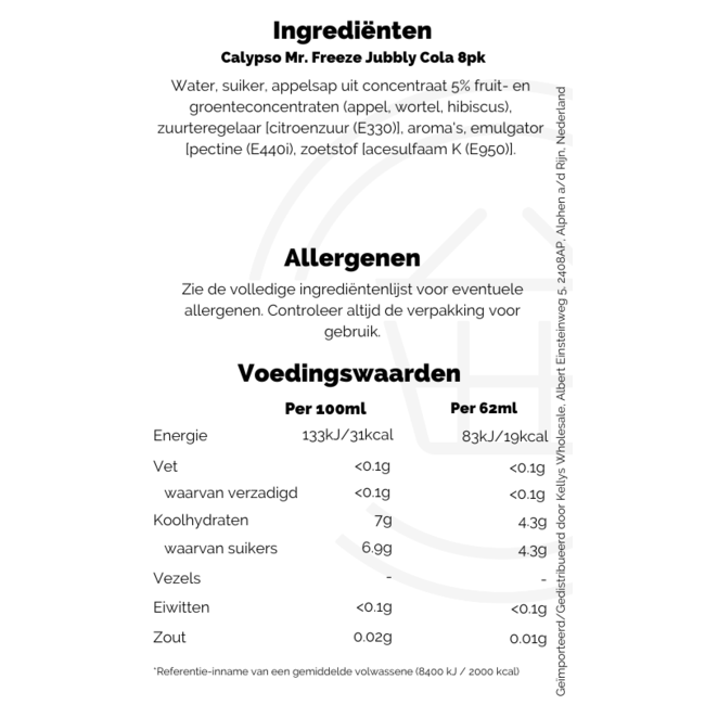 Calypso Mr. Freeze Jubbly Cola 8pk