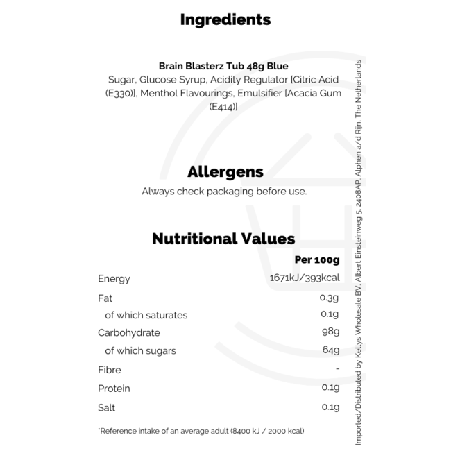 Brain Blasterz Brain Blasterz Blue Ice Blasterz Tub 48g
