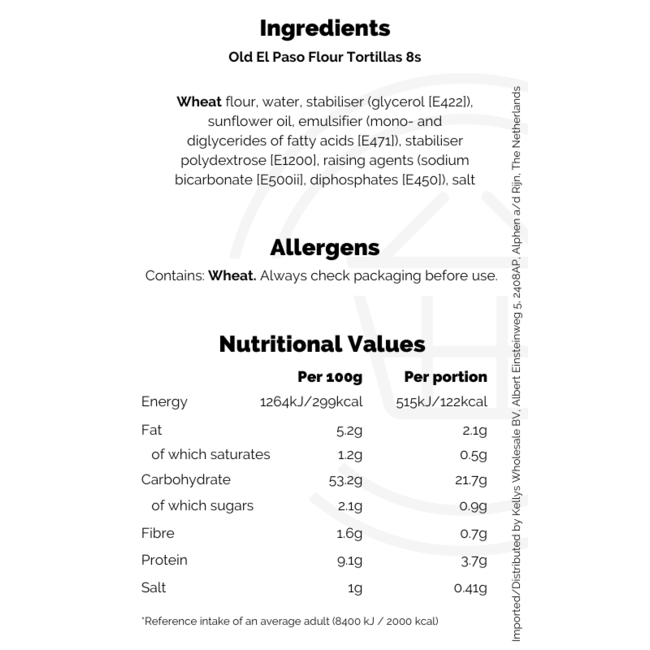 Old El Paso Flour Tortillas 8s