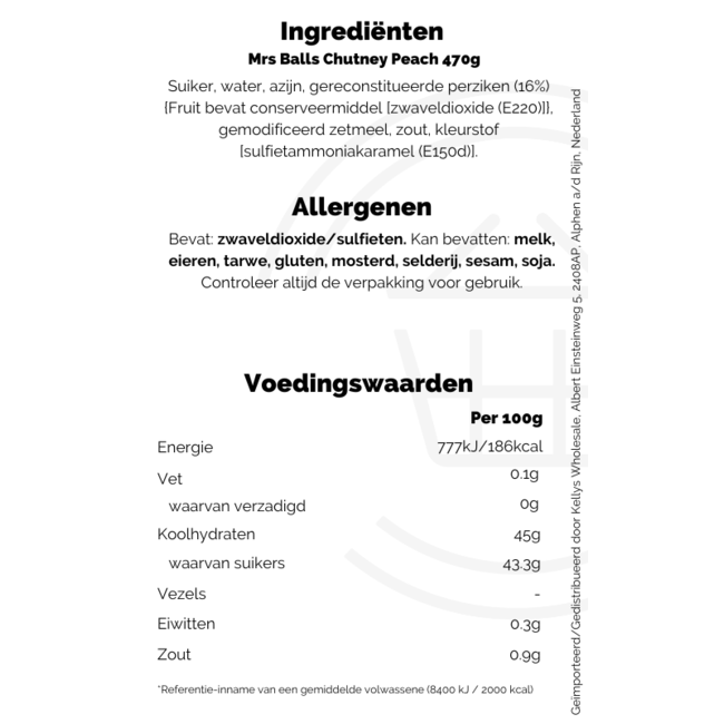 Mrs Balls Chutney Peach 470g