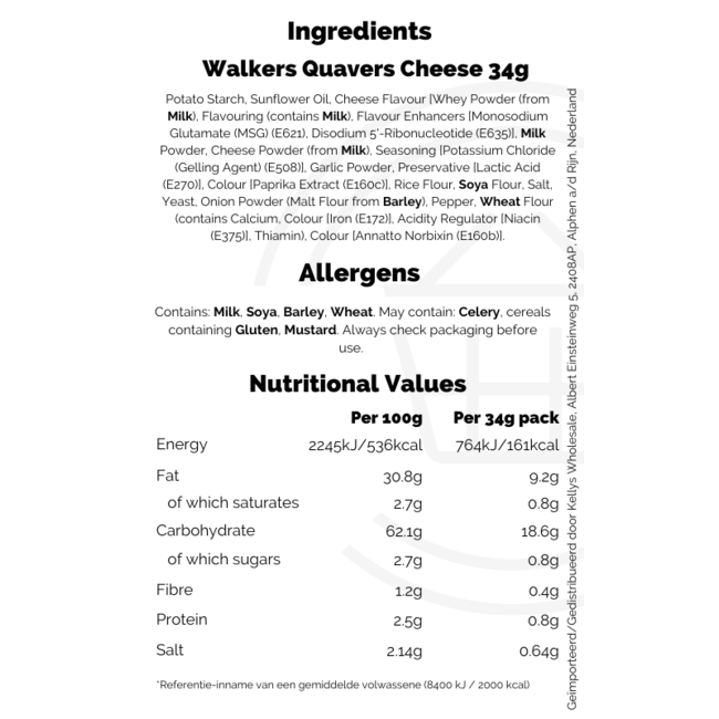 Quavers Cheese 34g BBD: 11-07-2026