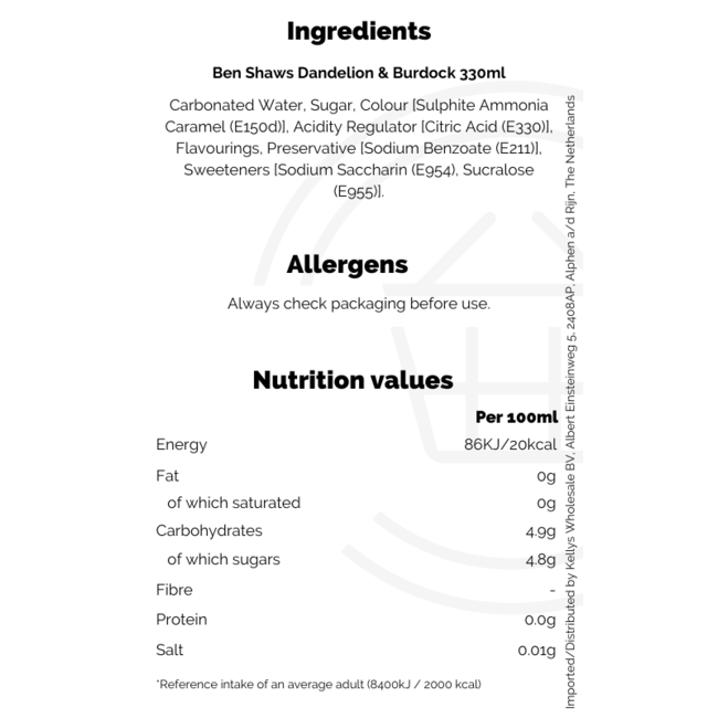 Ben Shaws Dandelion & Burdock 330ml