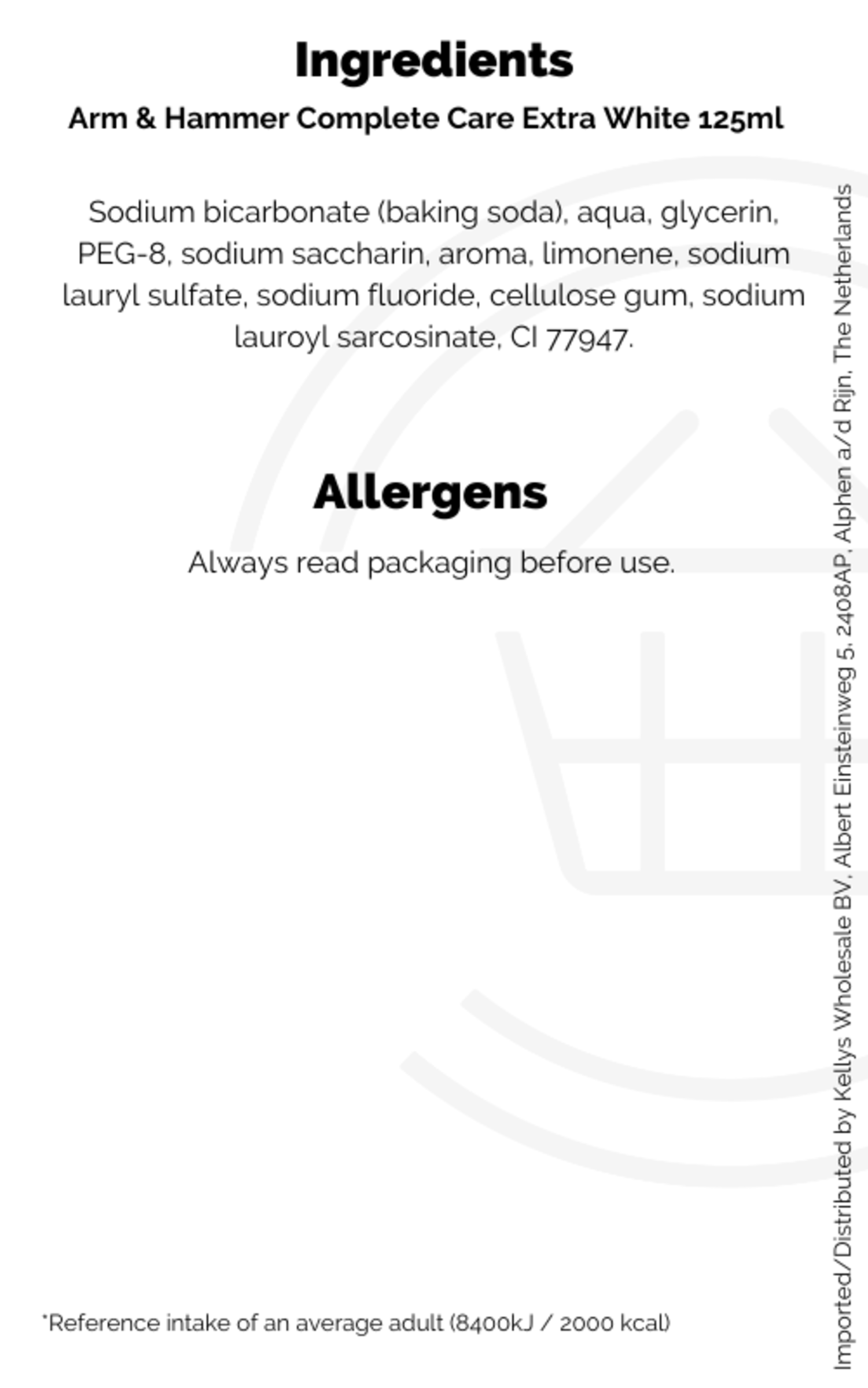 Arm & Hammer Complete Care Extra White 125g Kellys Expat Shopping