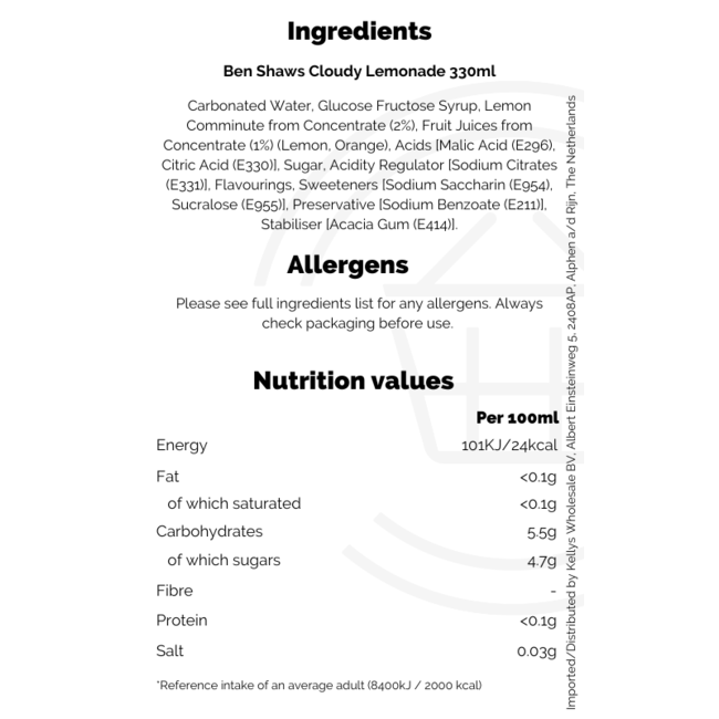 Ben Shaws Cloudy Lemonade 330ml