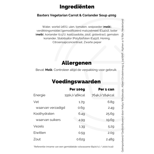 Baxters  Vegetarian Carrot & Coriander Soup 400g
