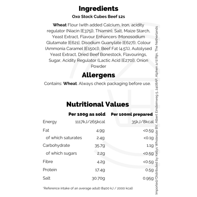 Oxo Stock Cubes Beef 12s