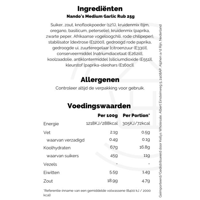 Nando's Nando's Medium Garlic Rub 25g
