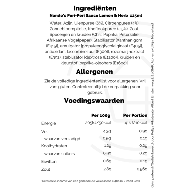 Nando's Peri-Peri Sauce Lemon & Herb  125ml