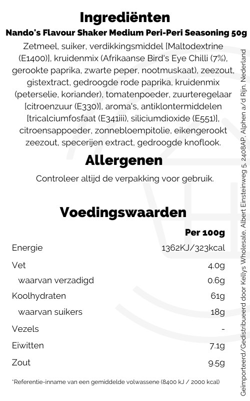 Nando's Flavour Shaker Medium PeriPeri Seasoning 50g Kellys Expat Shopping