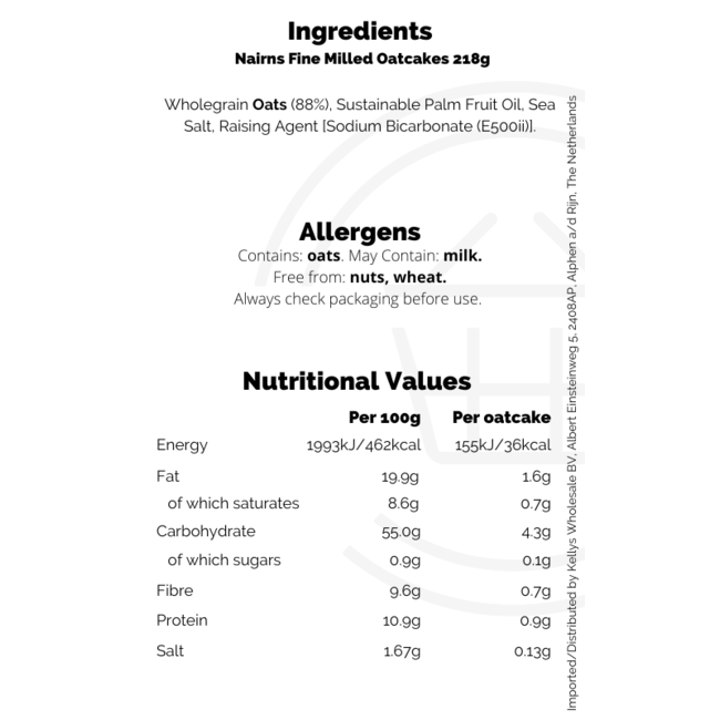 Nairns Fine Milled Oatcakes 218g BBD: 21-09-2026