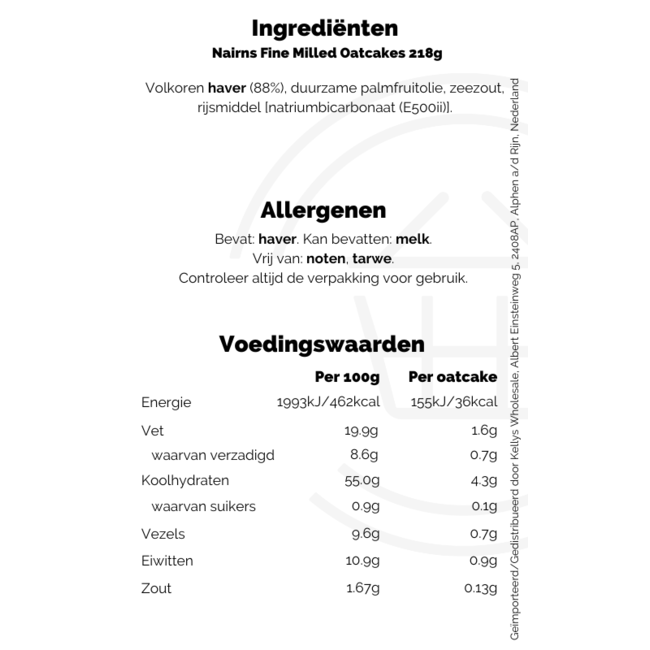 Nairns Fine Milled Oatcakes 218g BBD: 21-09-2026
