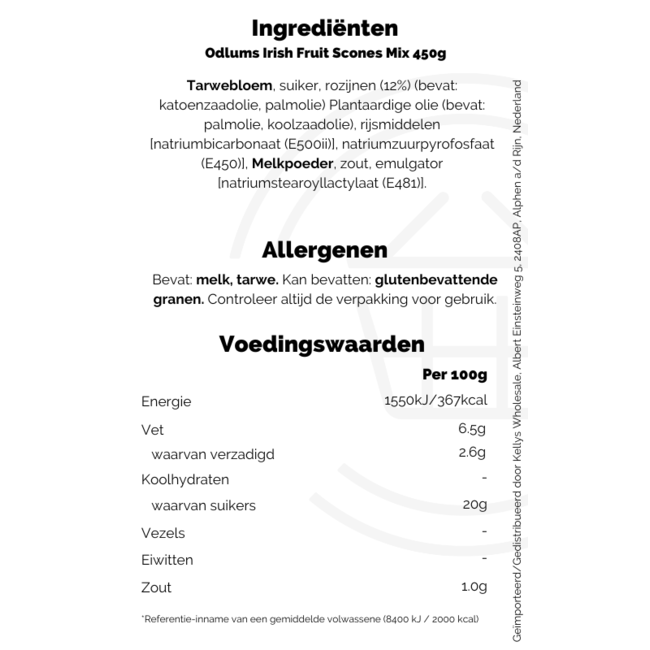Odlums Irish Fruit Scones Mix 450g