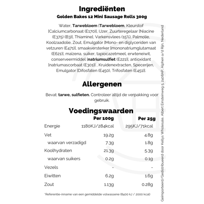 Golden Bakes 12 Mini Sausage Rolls 300g