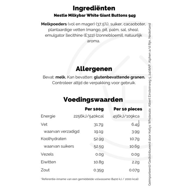 Nestle Milkybar White Giant Buttons 94g