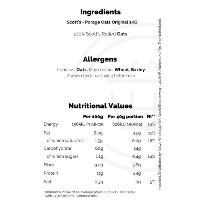 Scotts Porage Oats Original 1kg (porridge)