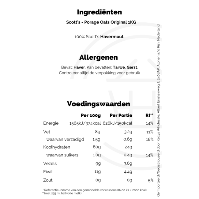 Scotts Porage Oats Original 1kg (porridge)